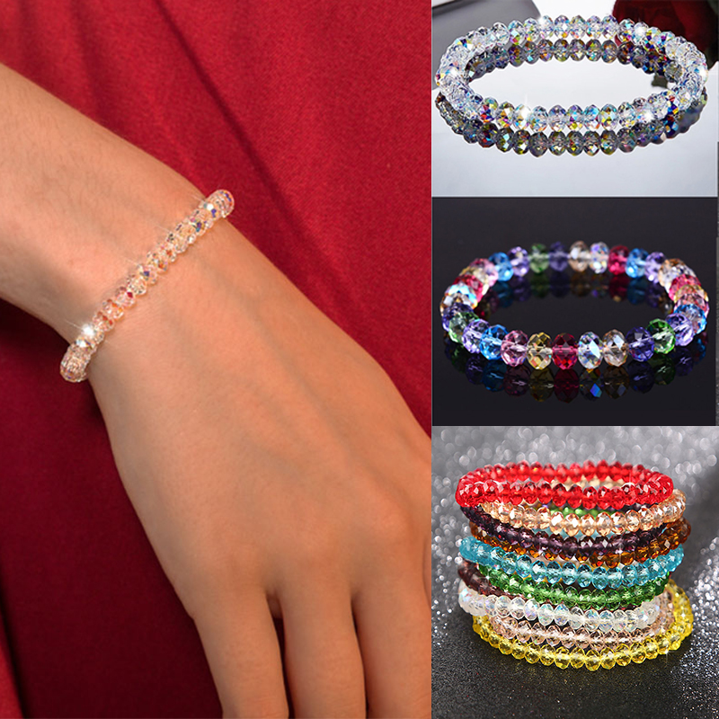 Mode konstgjorda österrike kristall sträng pärlstav armband bling sten pärlor elastiska rep armband armband för kvinnor vänskap smycken födelsedag gåvor för tjejer