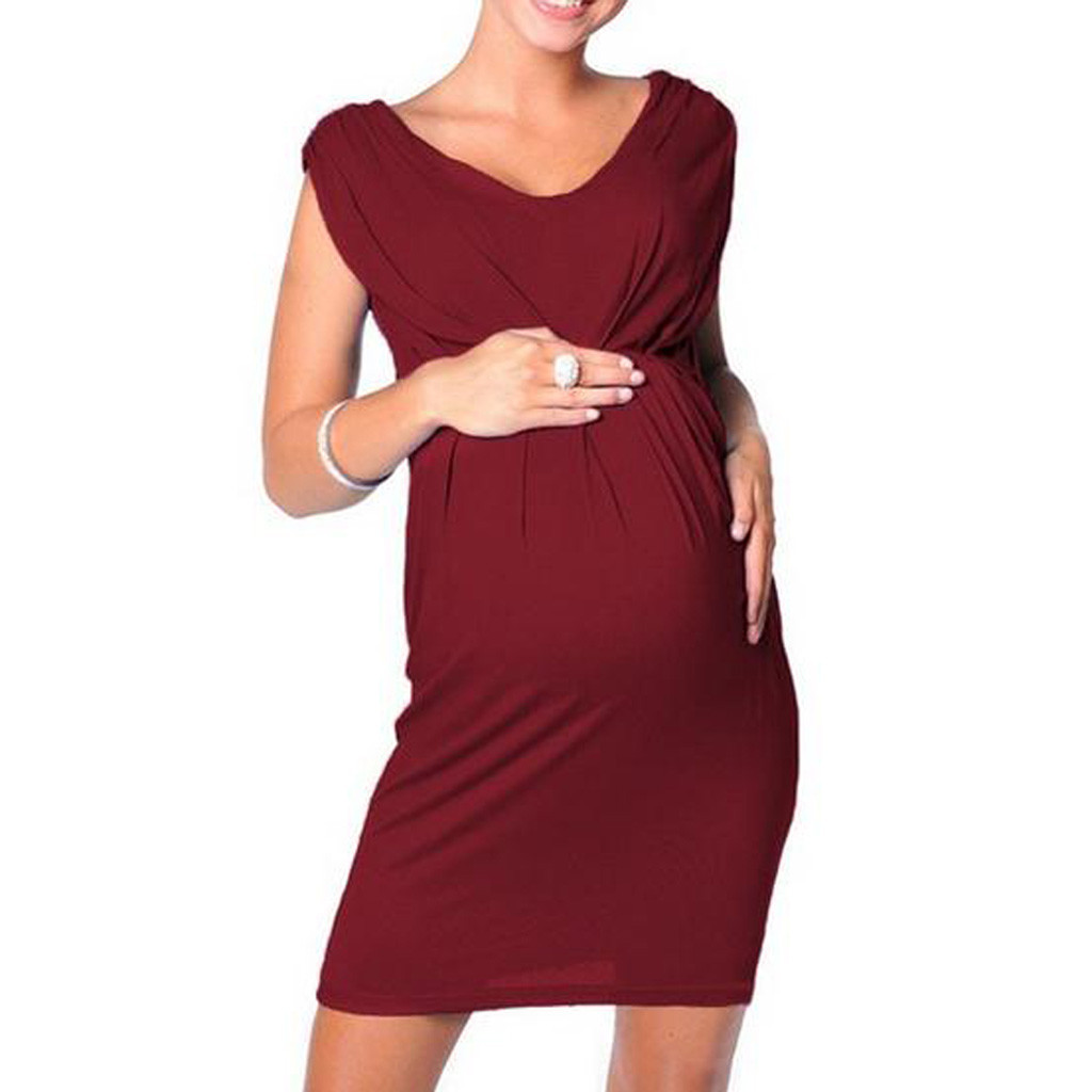 Pregnant Women Knitted Sleeveless Dress - Amexza