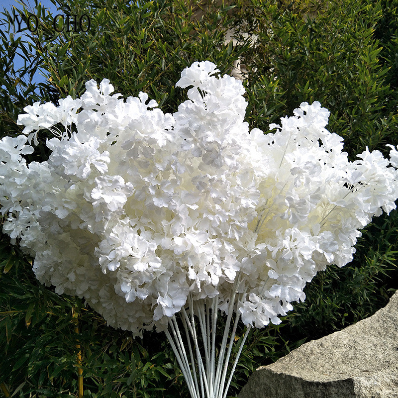 

Flower has 90cm Silk Hydrangea White Branch Drifting Snow Gypsophila Artificial Flowers Cherry Blossoms Wedding Arch Decorate Fake flower, Sky blue