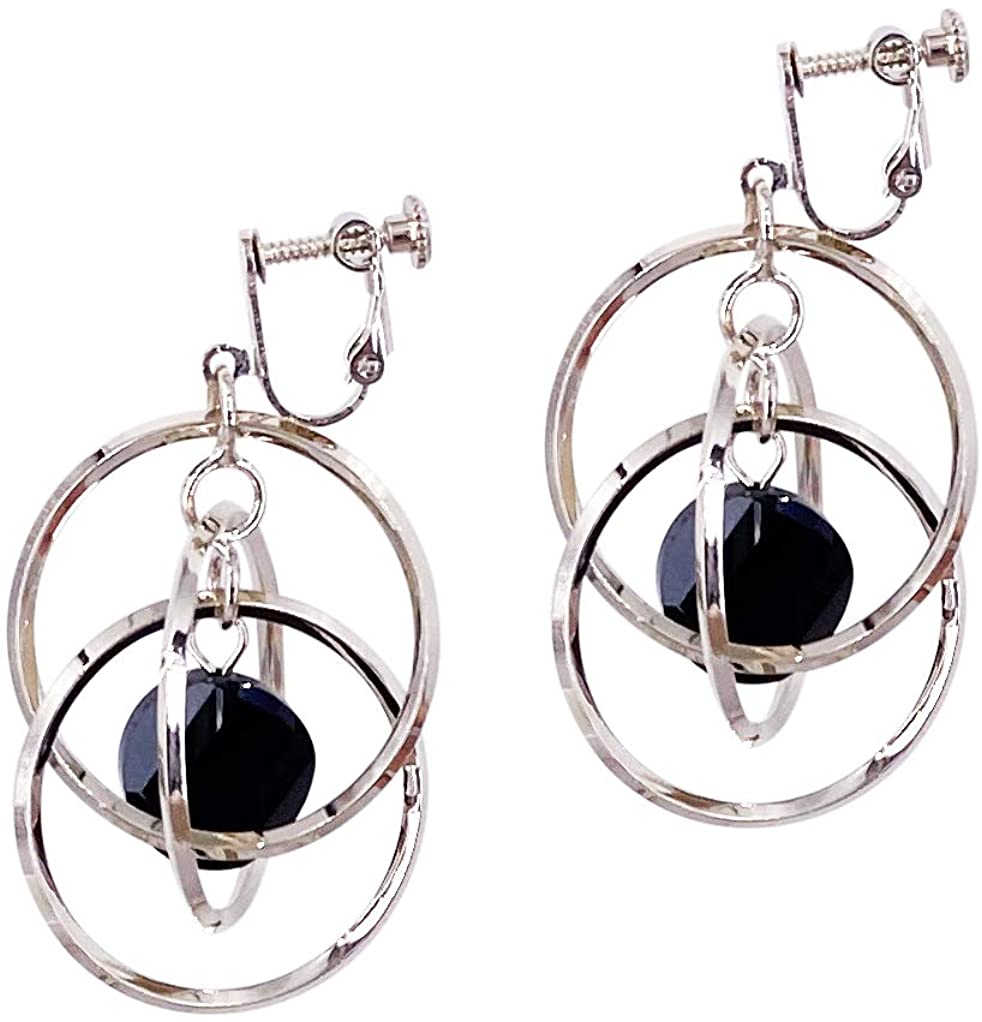 Lanxy Elegant Baroque Tassel Circle Dangle Earrings Black