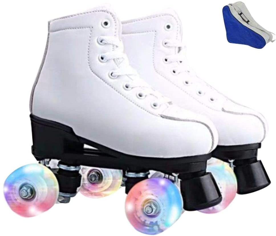 YYW Roller Skates Adjustable Sport Roller Skates PU Leather High-top Roller Skate Shoes Four Wheel Roller Skates for Adults
