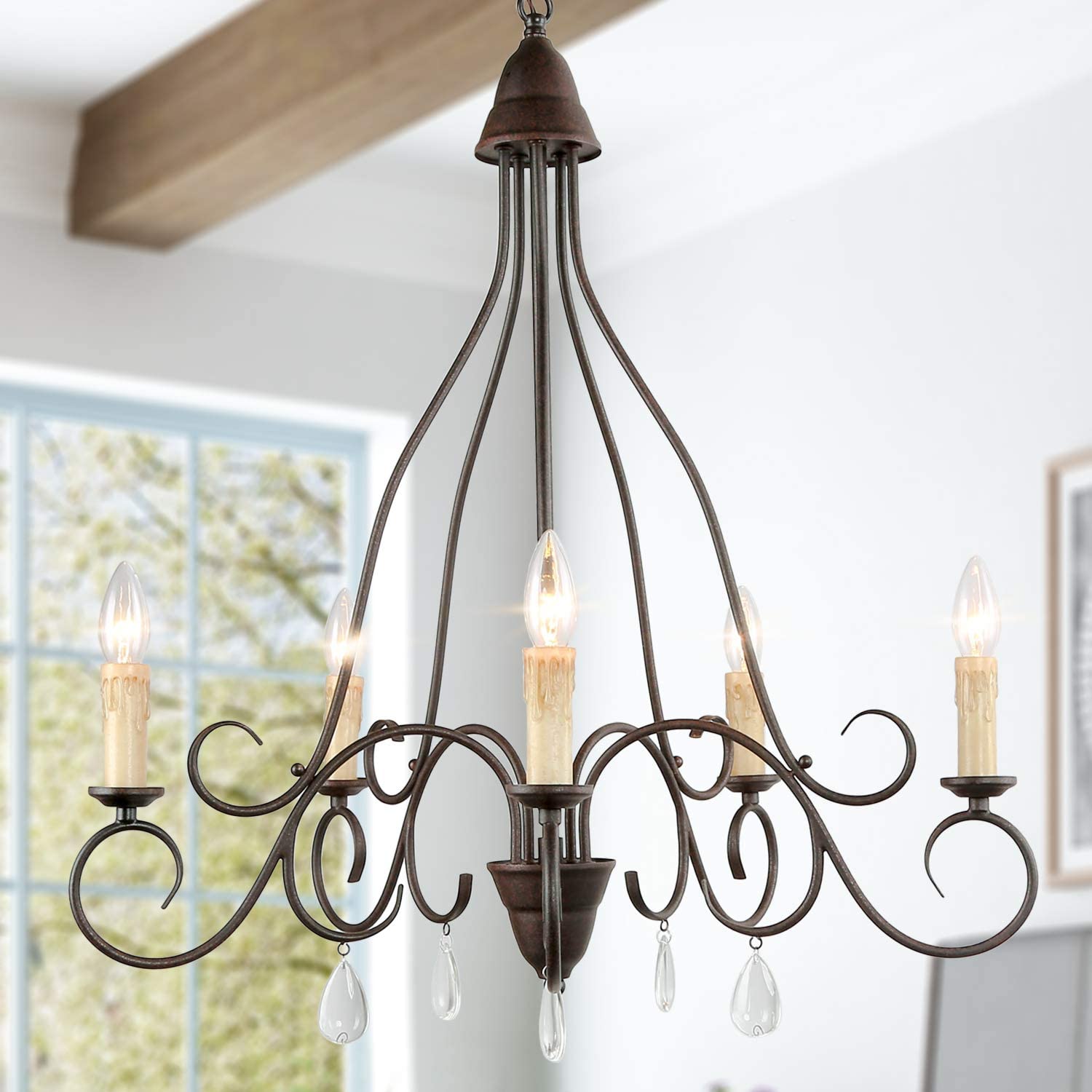 Ksana Transitional Chandelier For Dining Room Rustic Farmhouse Candle Lighting With Crystal For Kitchen Island Sitting Room W26 X H29 Pendant Lamps Dhgate Com